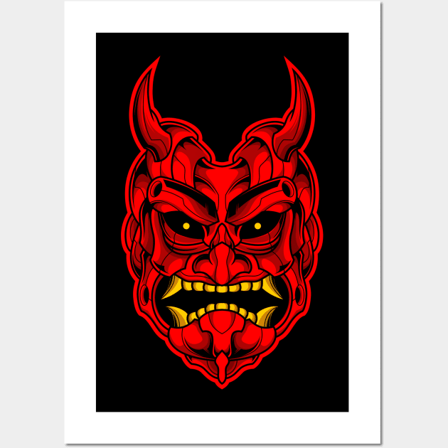 RED DEMON SANURAI MASK Wall Art by sugiartoss_